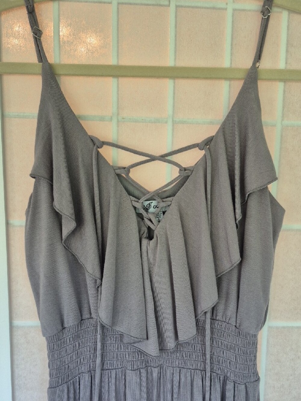 Gray Ruffle Maxi Dress - Picture 2 of 8